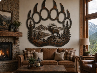36" Bear Paw with Bull Elk