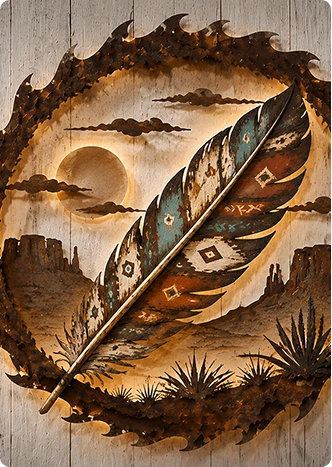 Painted Feather Metal Wall Art