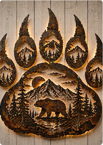 Bear Paw Metal Wall Art