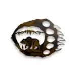 3D metal art of grizzly bear and a bear paw