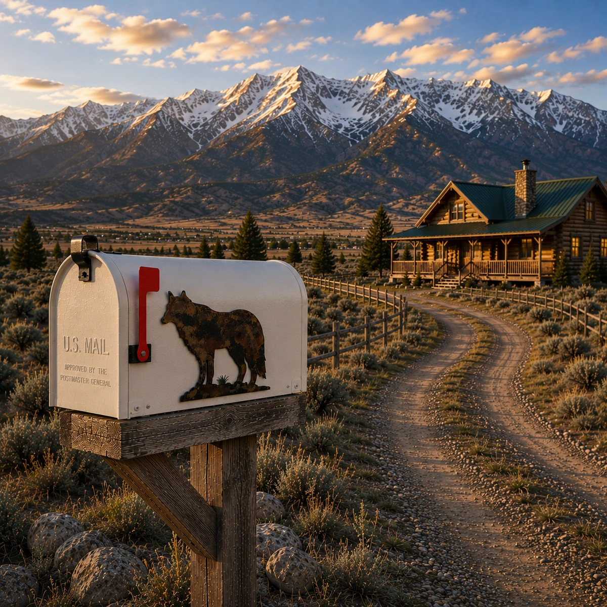 Left facing wolf on mailbox