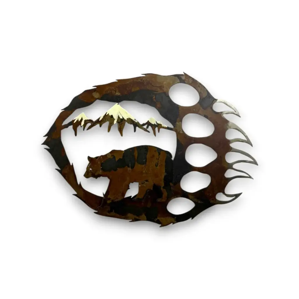 3D metal art of bear and a bear paw