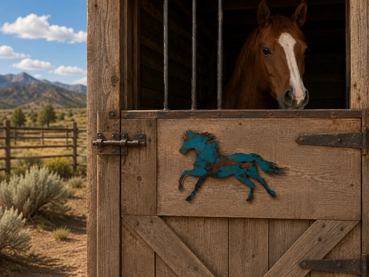 running pony on barn door