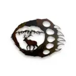 3D metal art of elk and a bear paw