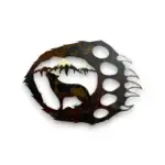 3D metal art of wolf and a bear paw