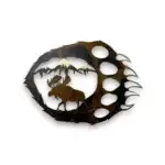 3D metal art of moose and a bear paw