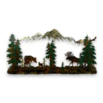 moose family and mountains