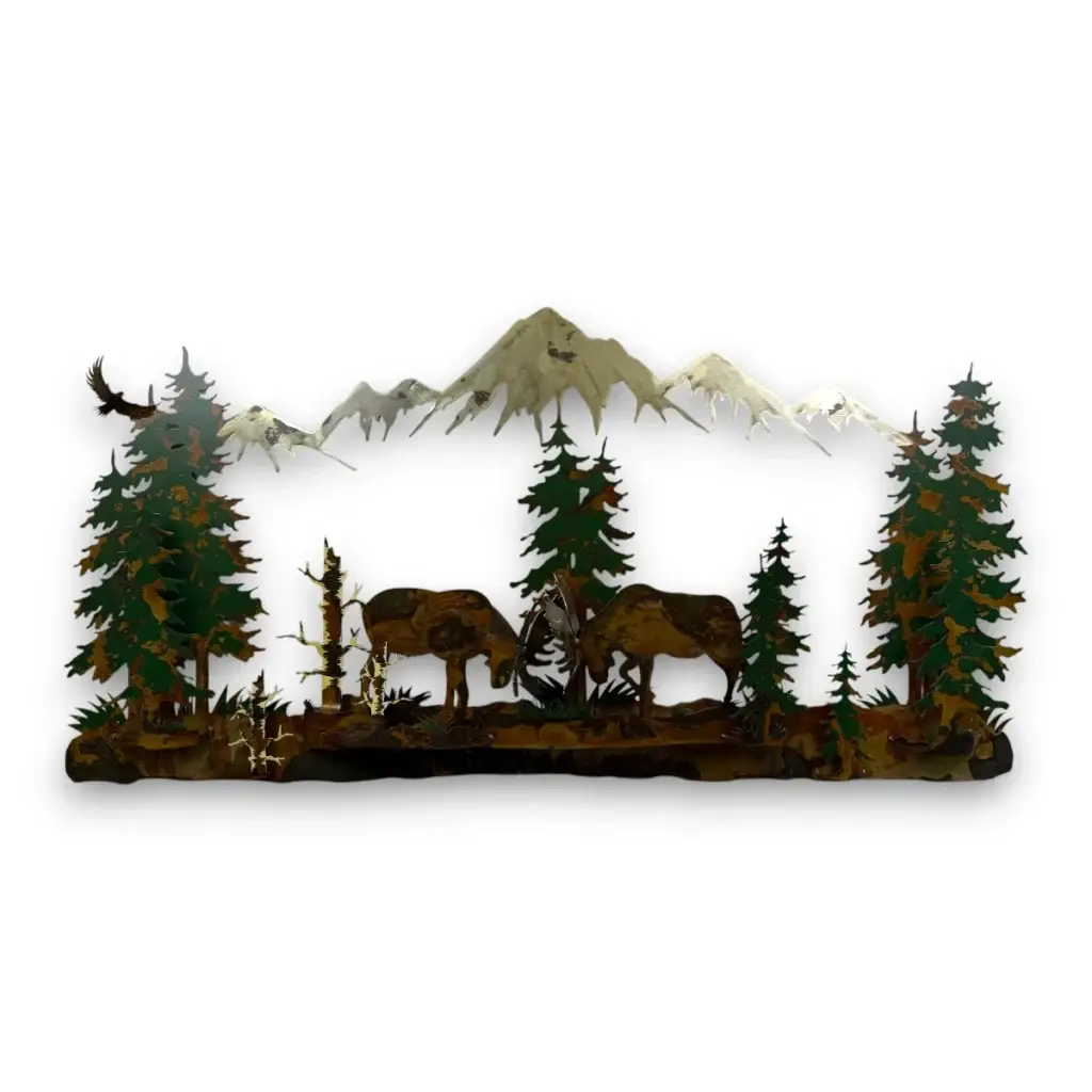 Bull moose fighting in the moutains