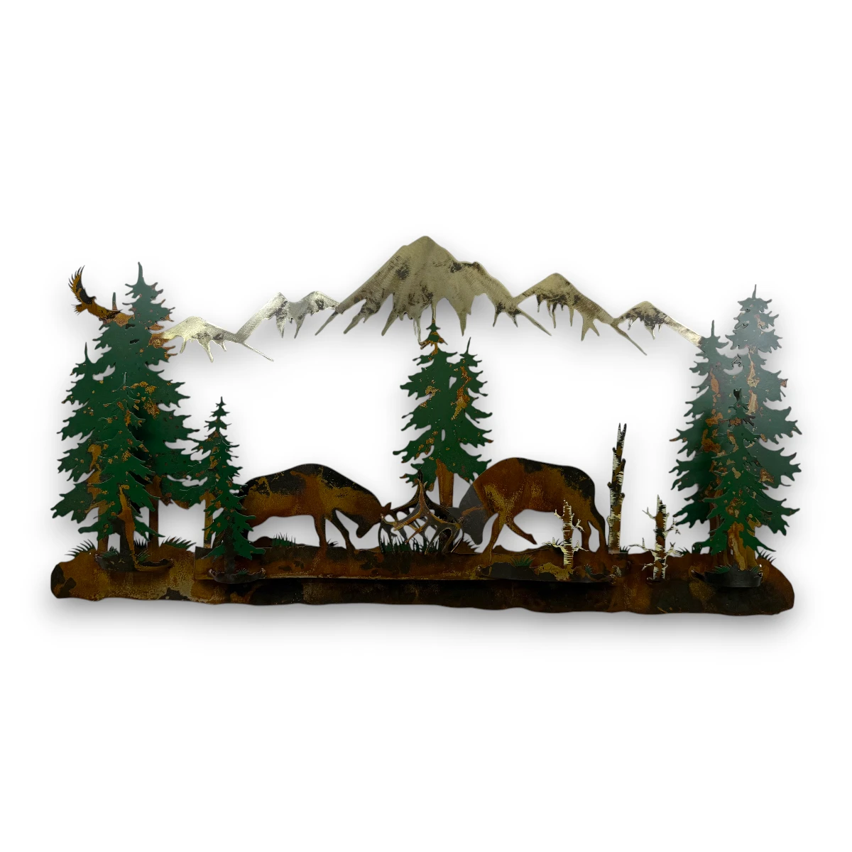 fighting bull elk in the trees