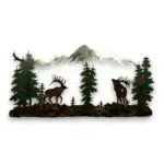 Two elks and a mountain