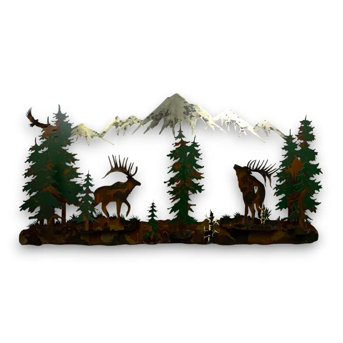 Two elks and a mountain