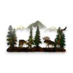 moose family with mountain