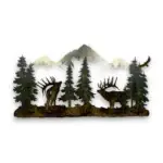 two bull elks with moutain background