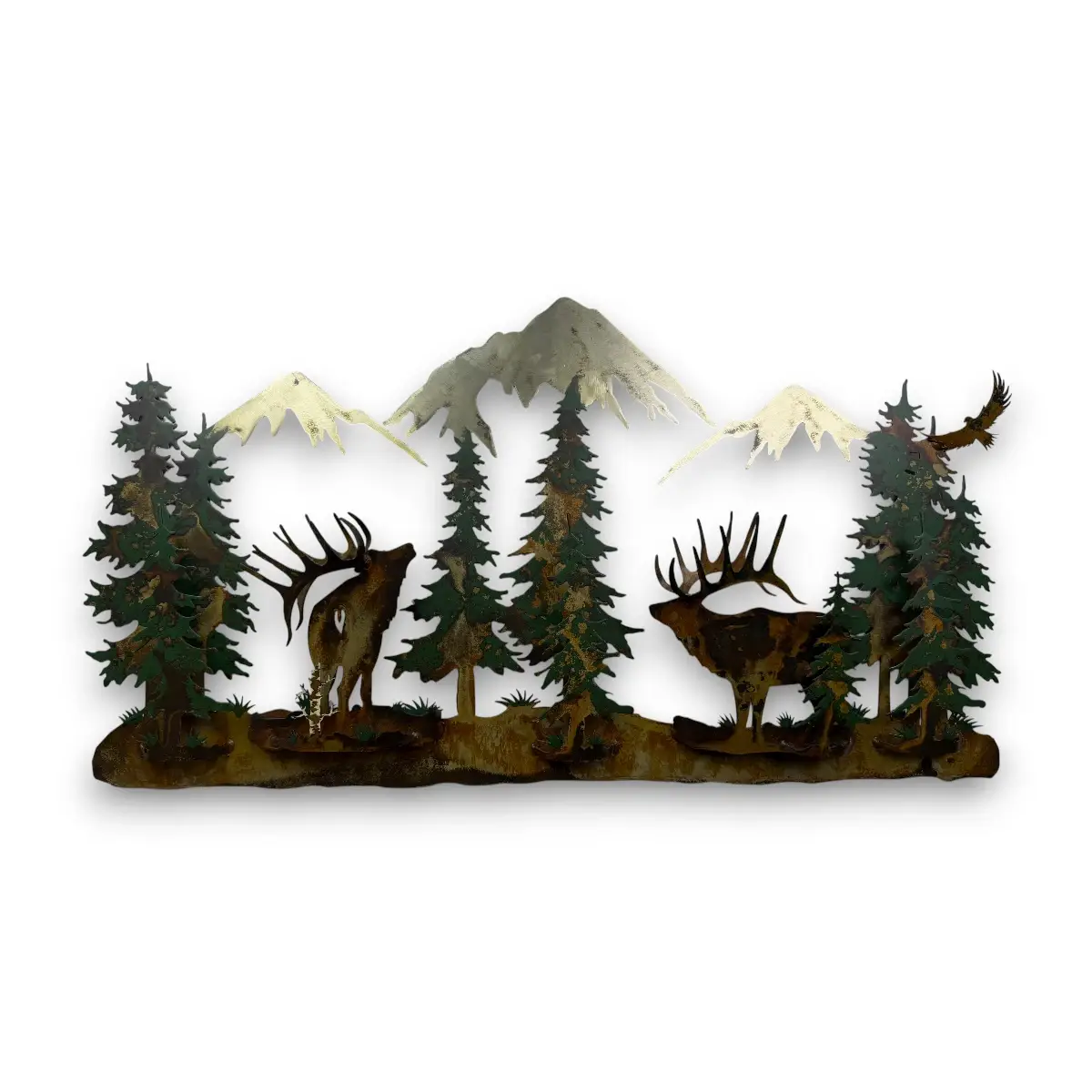two bull elks with moutain background