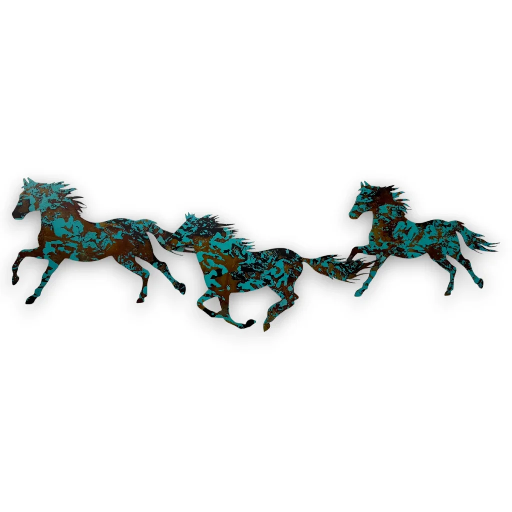 turquoise running horses