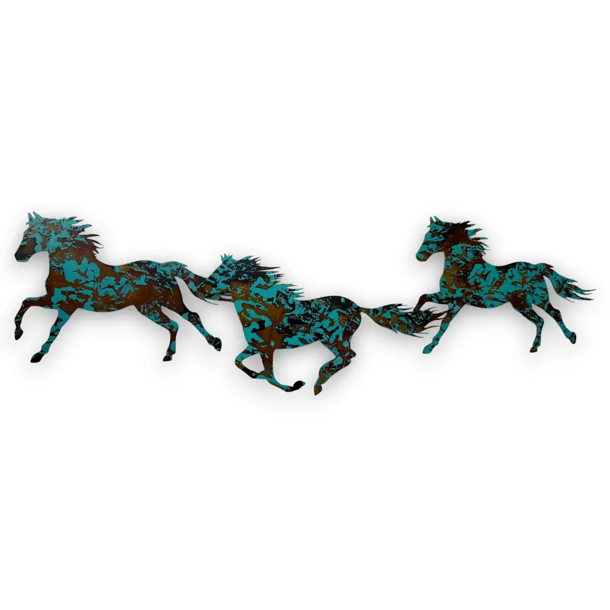 turquoise running horses
