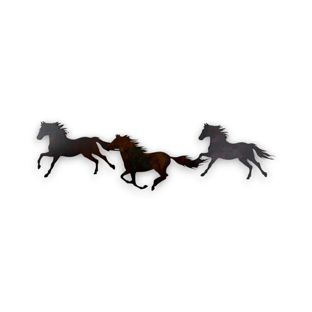 rust brown horses metal artwork