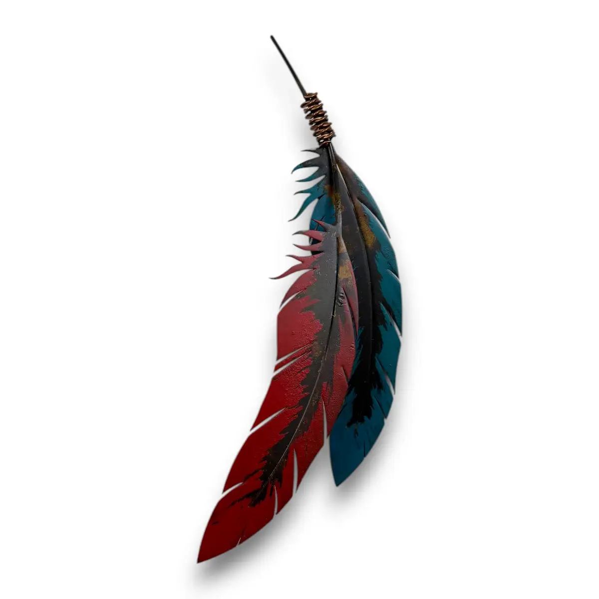 hand painted double metal art feathers