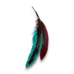 red and turquoise metal art feathers