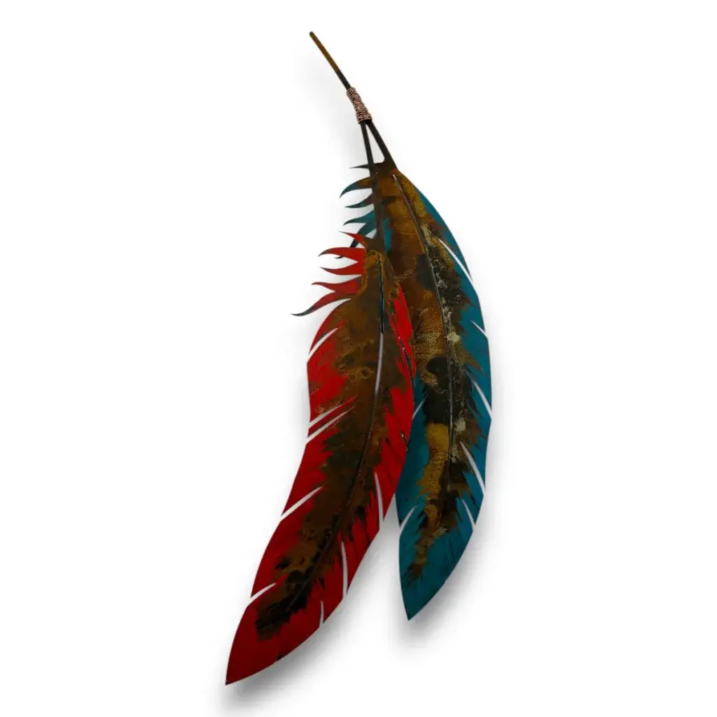 red and turquoise feathers