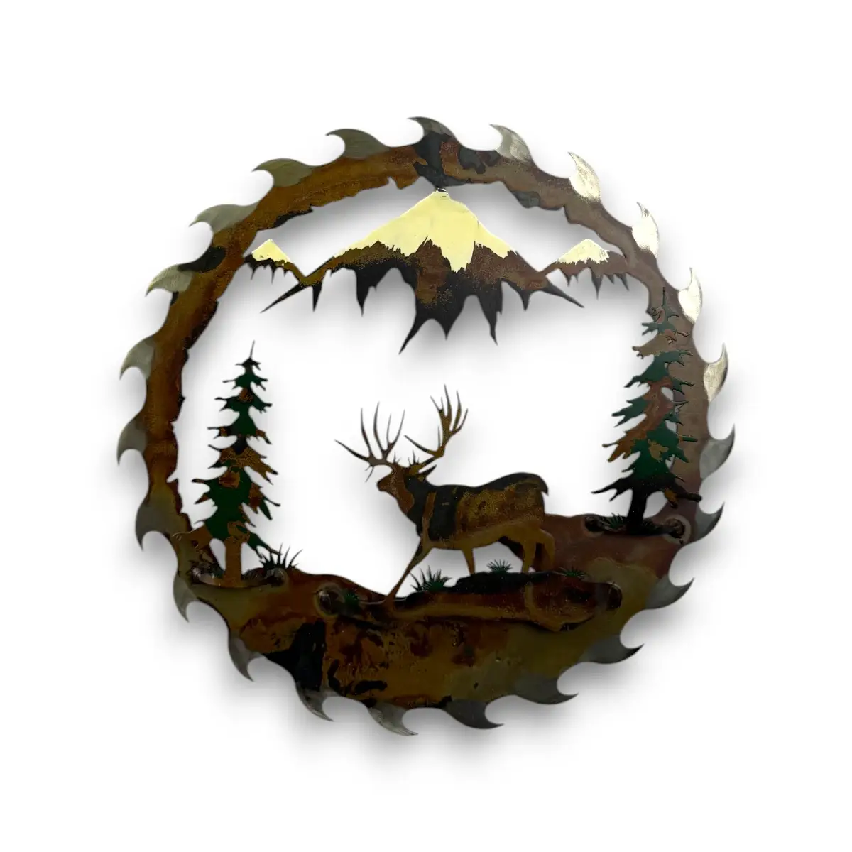 mule deer with saw blade