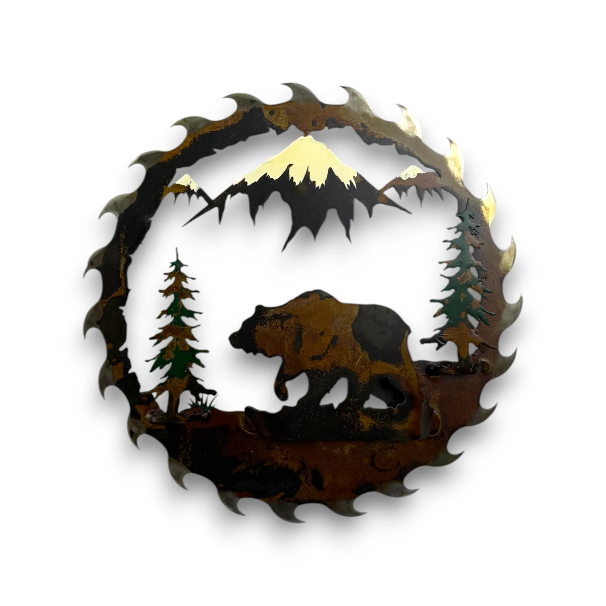 saw blade with bear 3D metal art