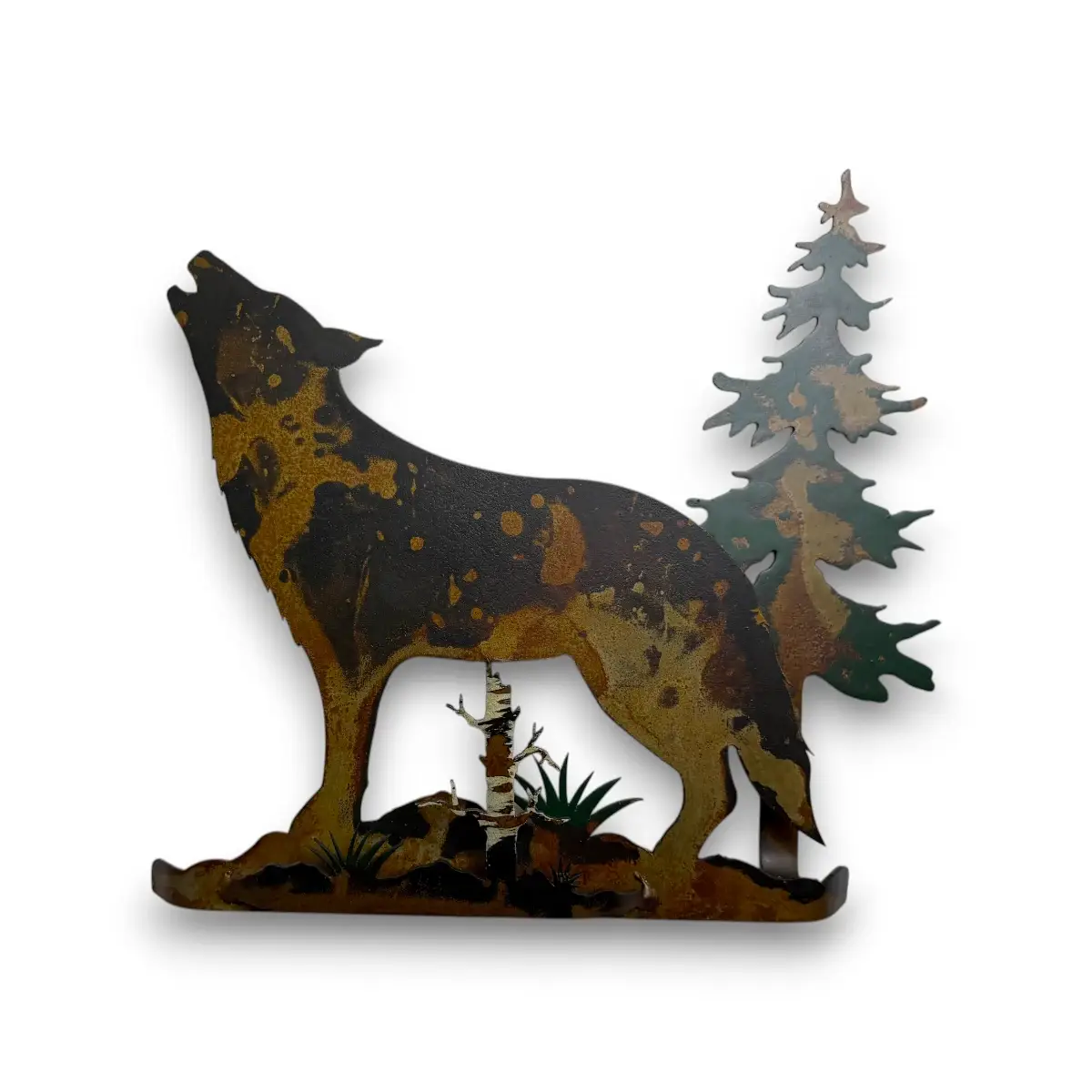 3D metal art with wolf