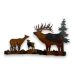 3D metal art elk family