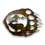 3D metal art of a bear paw and an elk