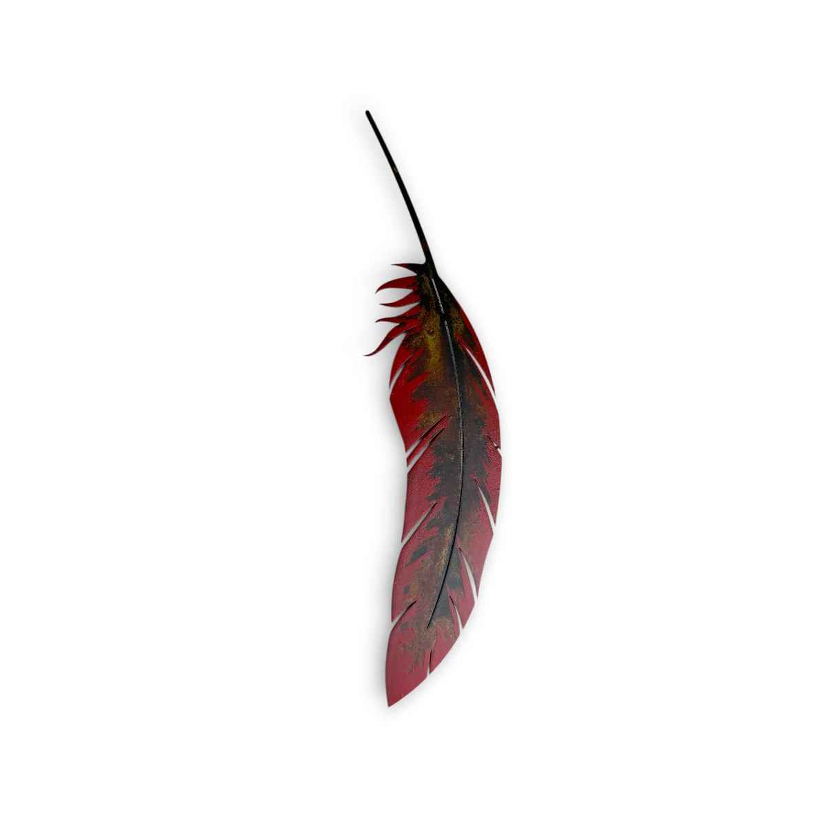 12'' hand painted metal feather