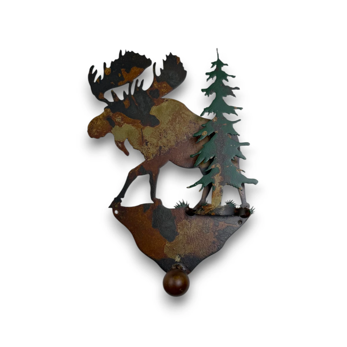 3D metal art with Single Coat Hook with Moose front view