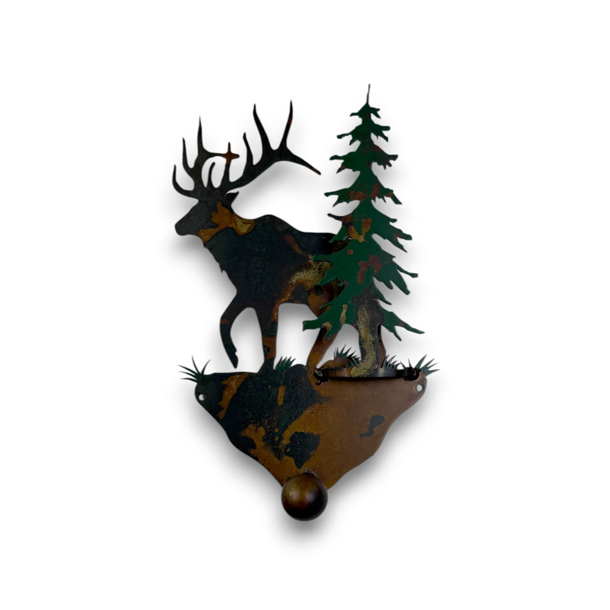 3D metal Single Coat Hook with Elk front view