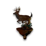 3D metal Single Coat Hook with Running Deer / Cactus front view