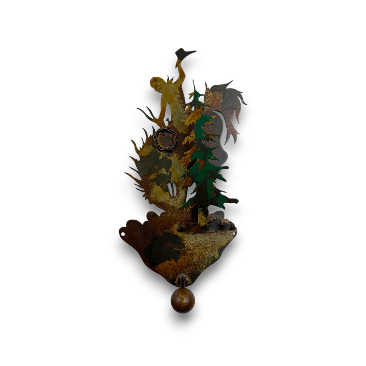 3D metal Single Coat Hook with Bronc / Tree