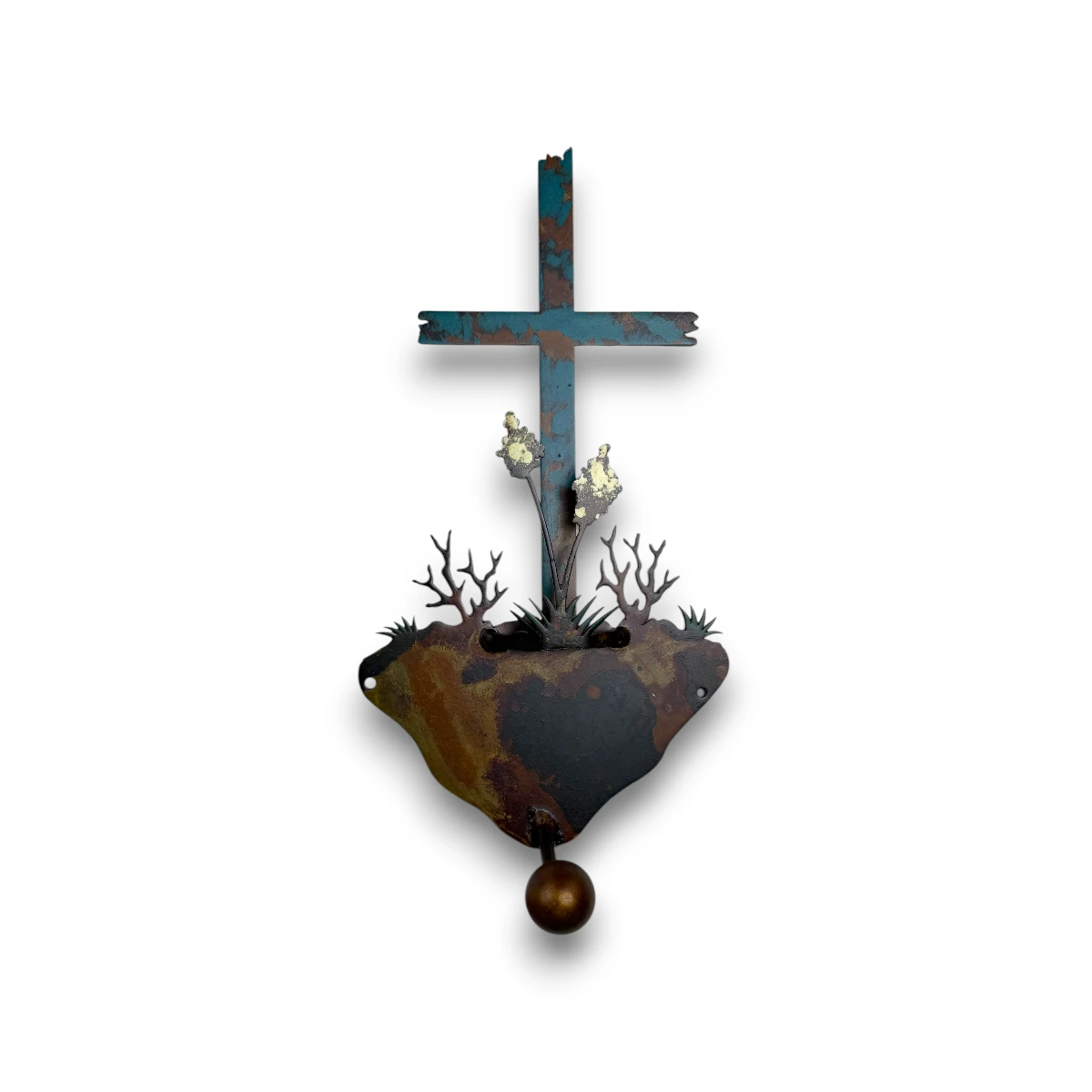 3D metal coat hook with cross and yucca
