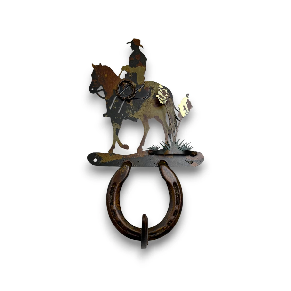 cowboy riding with horseshoe hook