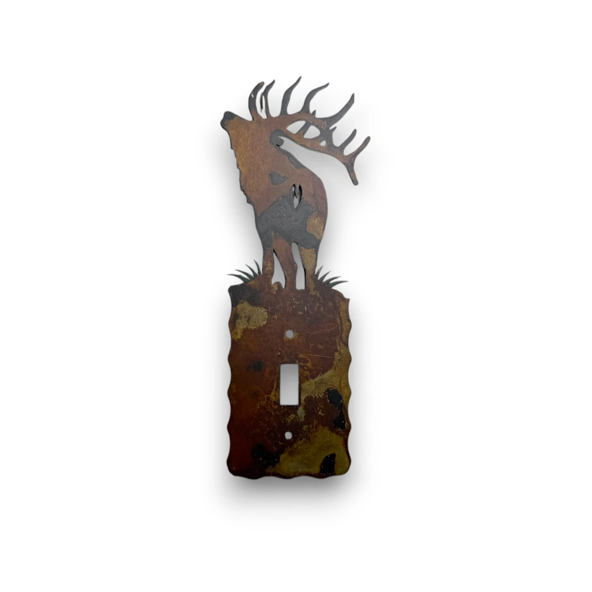 metal single switch cover with bugling elk