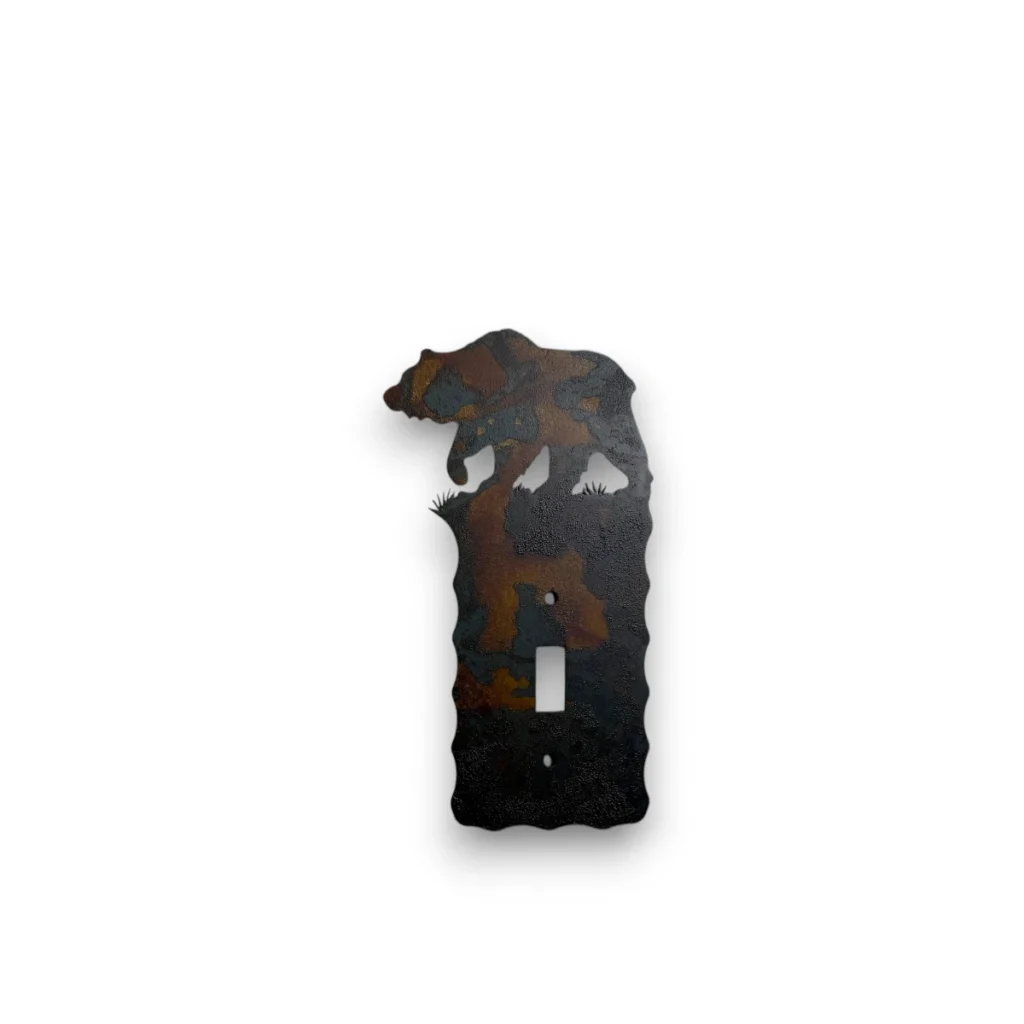metal single light switch with bear