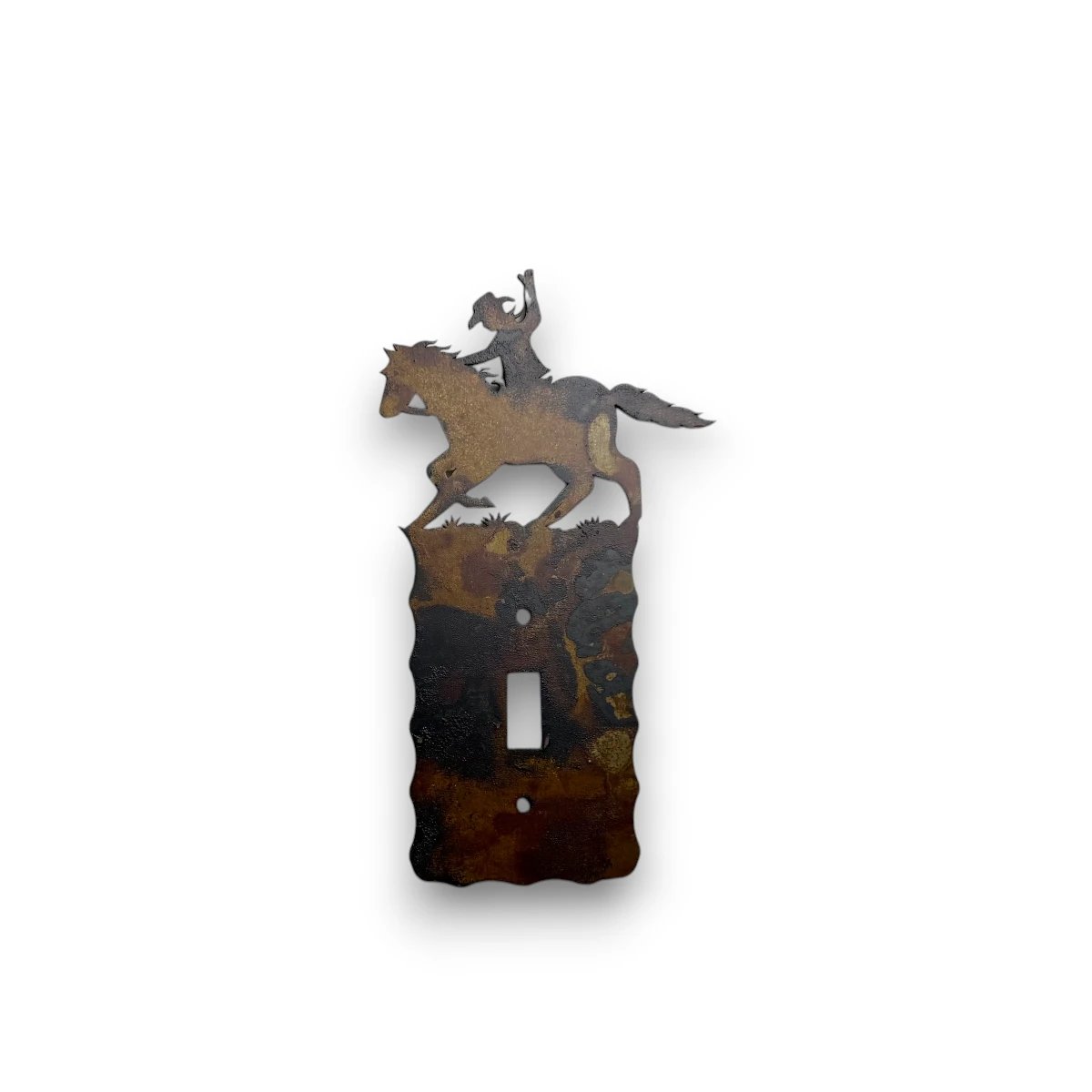 metal single light switch cover with cowboy