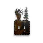 bugling elk on a metal triple switch cover