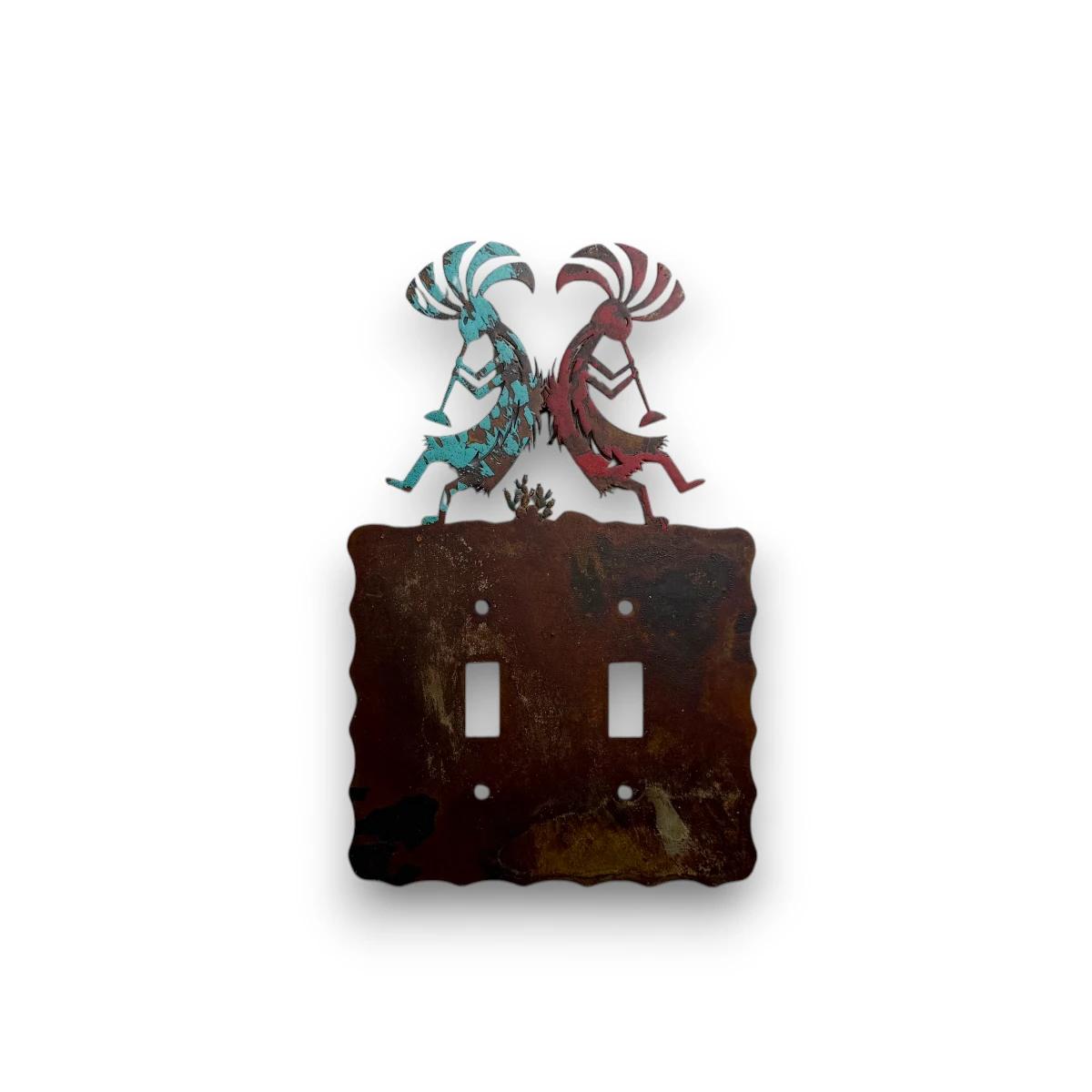 Kokopelli on a metal double switch cover