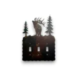 metal bugling elk triple switch light switch cover