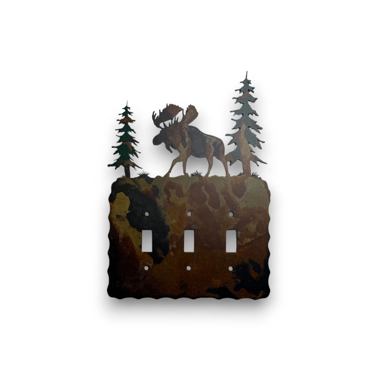 metal-wall-art-design-561L-triple-light-switch-cover-moose metal moose triple switch light switch cover