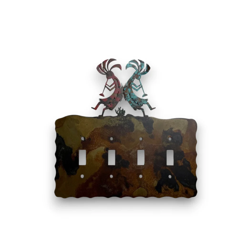 kokopelli quad toggle metal light switch cover