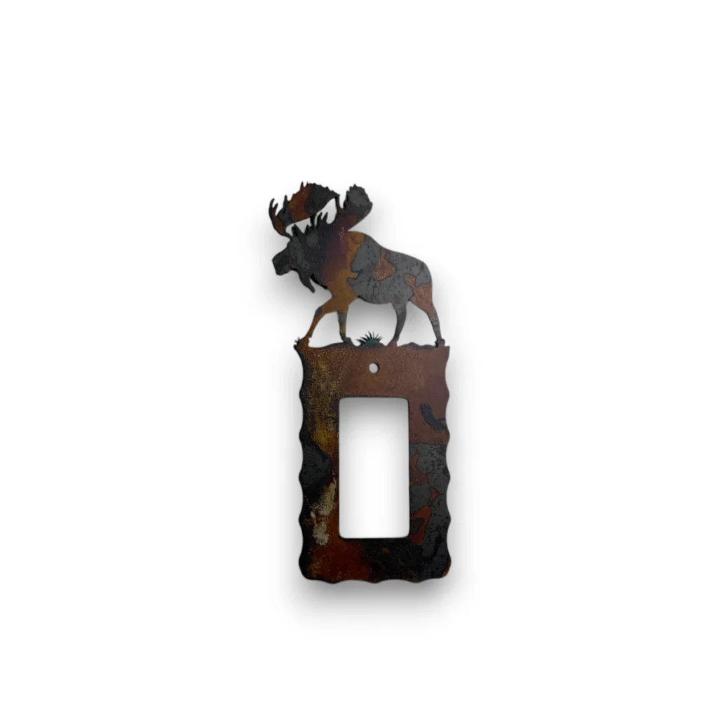 metal single rocker light switch cover with moose