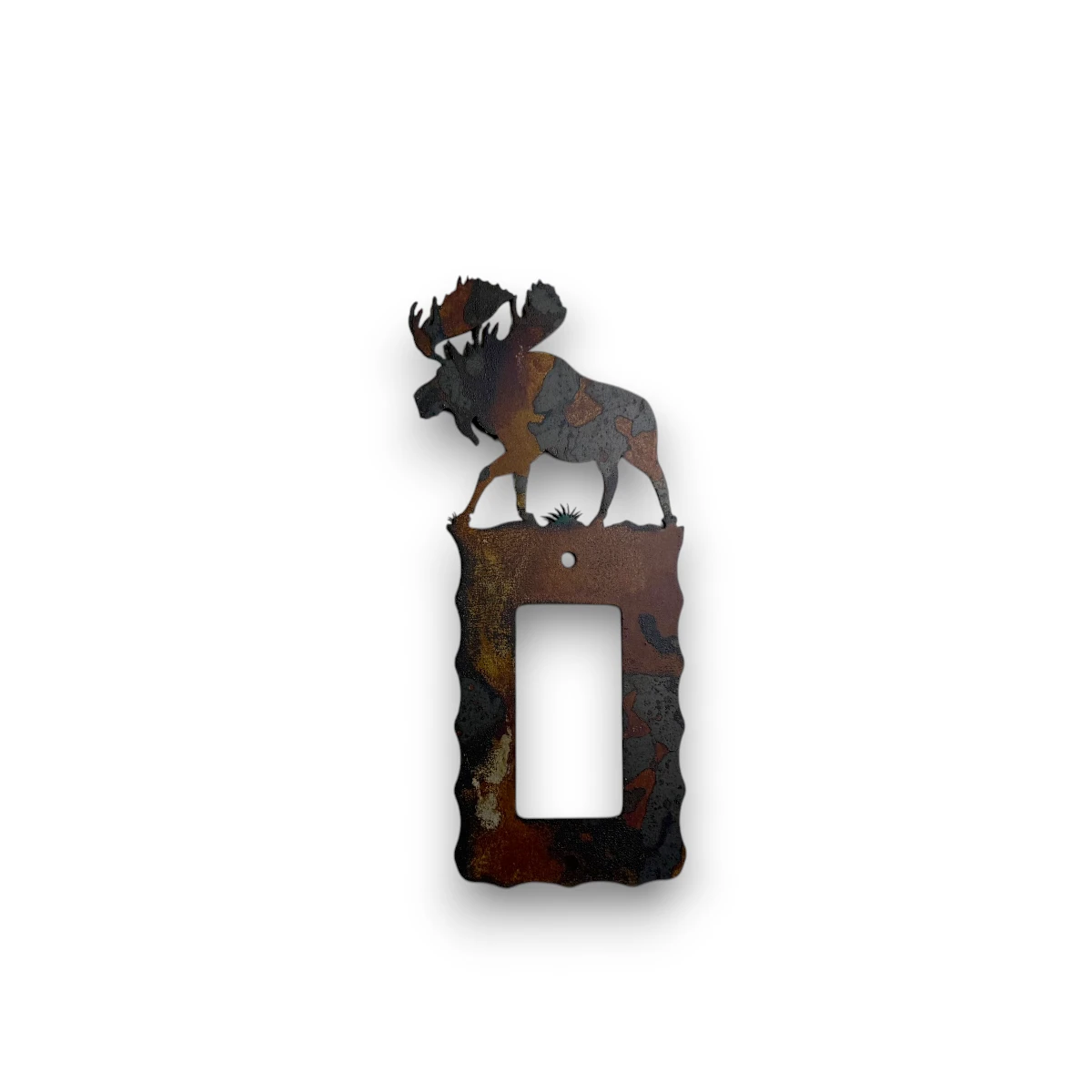 metal single rocker light switch cover with moose