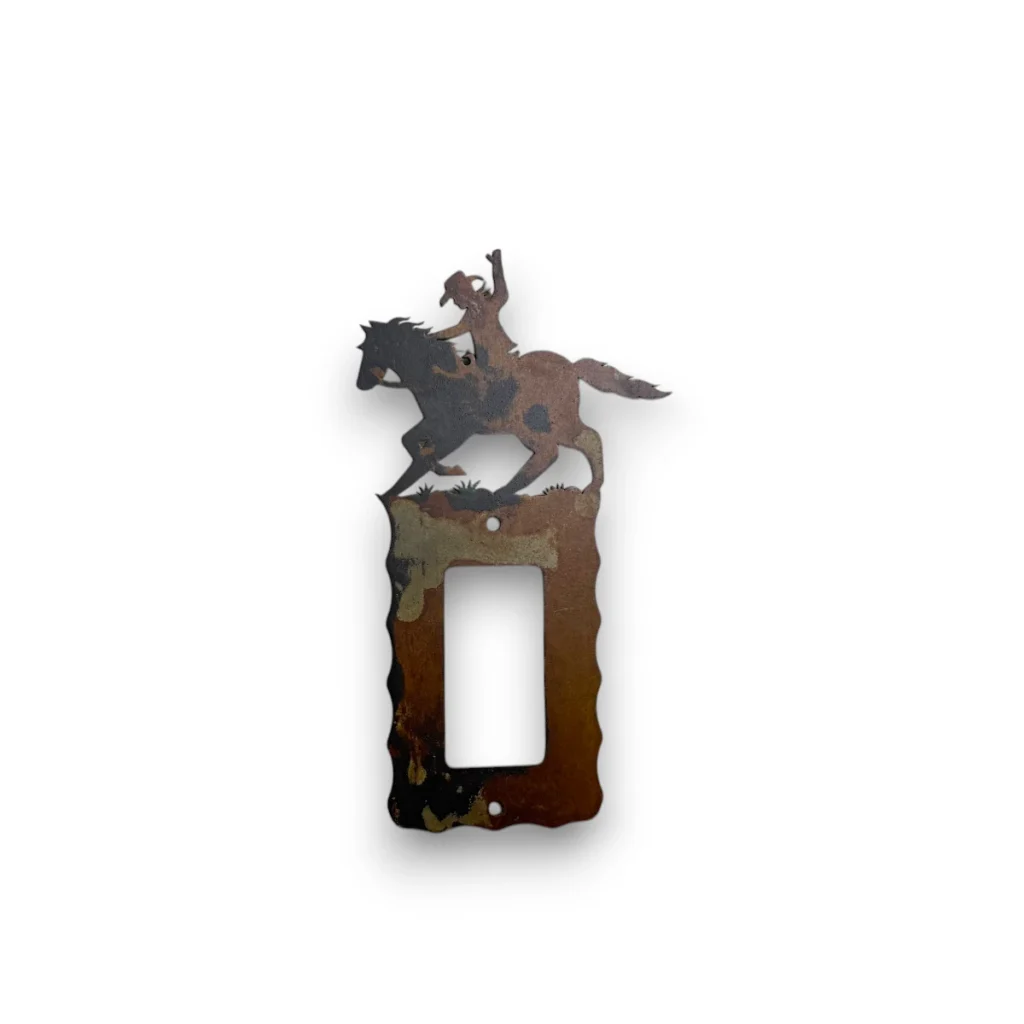 metal single rocker light switch cover with cowboy