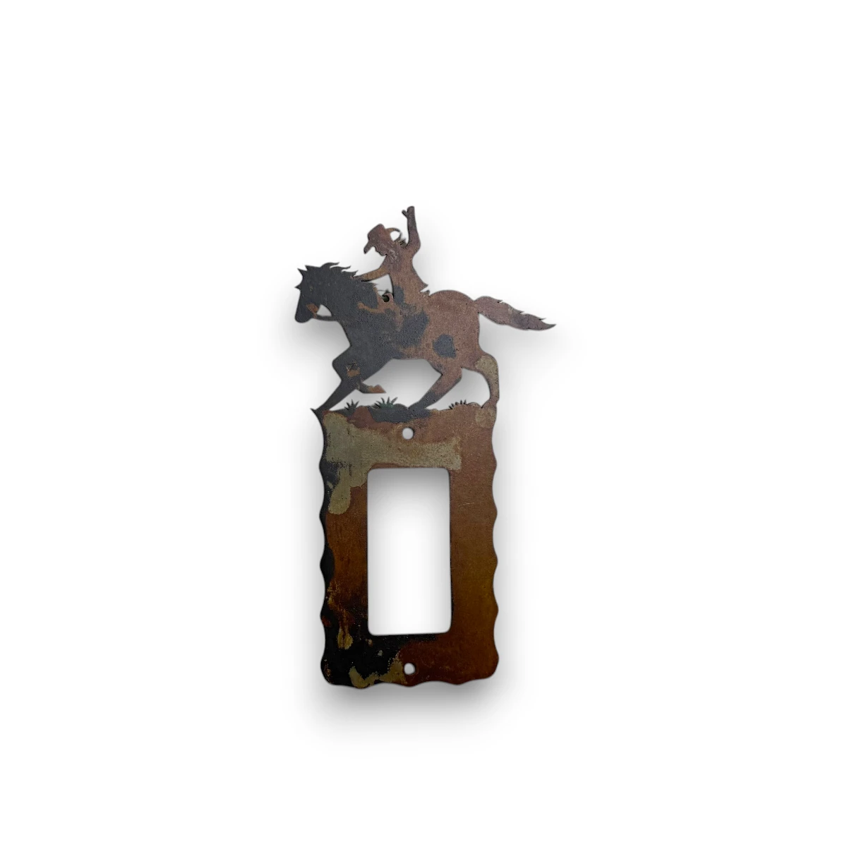 metal single rocker light switch cover with cowboy