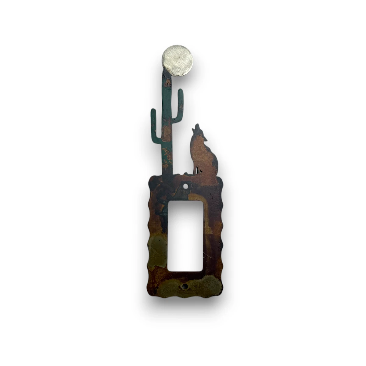 metal rocker light switch cover with wolf