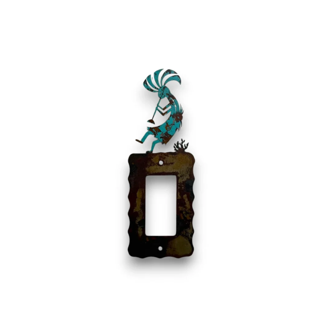 metal rocker light switch with kokopelli